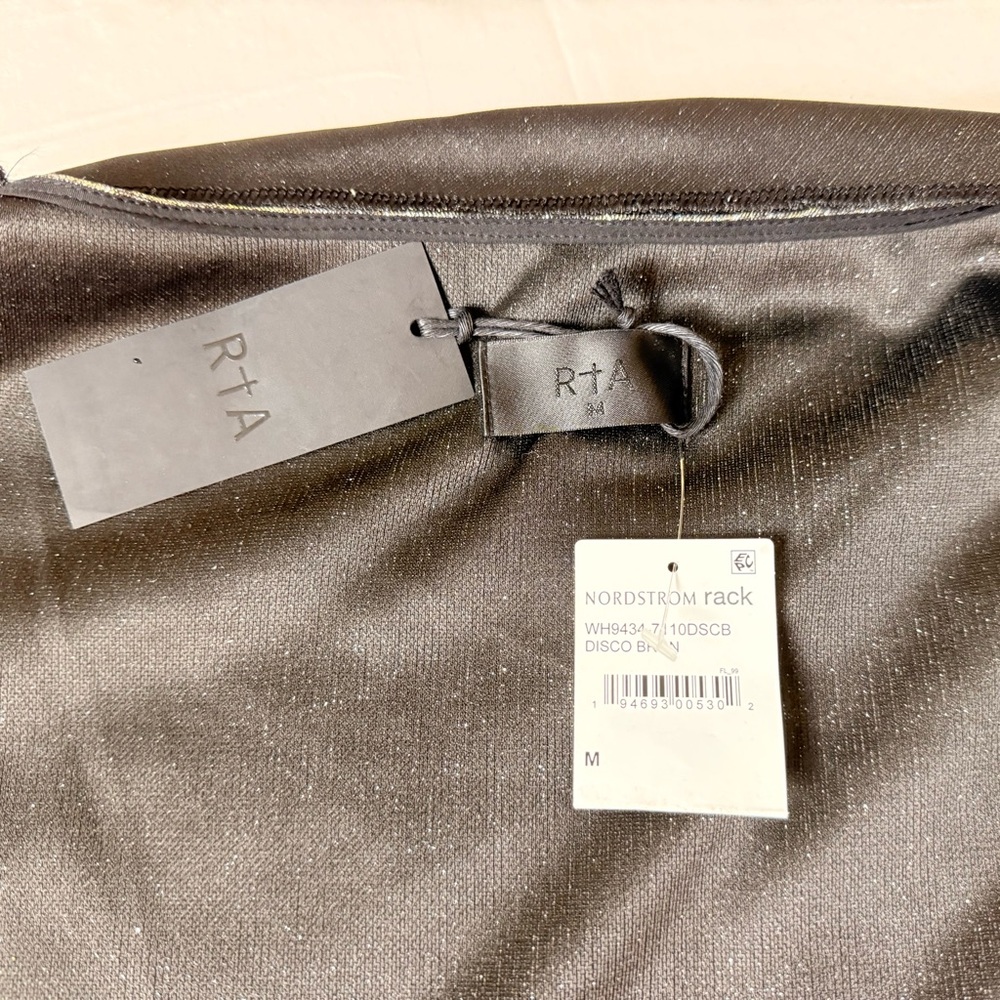 NWT RtA Disco‎ Metallic Draped Cowl Neck Sleeveless Top Silver Gold M Edgy Luxe - Picture 5 of 12